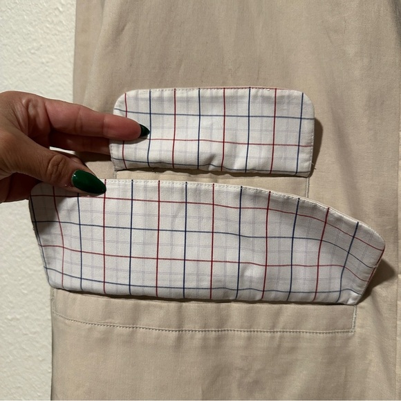 TOMMY HILFIGER Vintage 100% Cotton Business Man Trench Coat RARE Cream Tan Sz. L - Picture 8 of 11